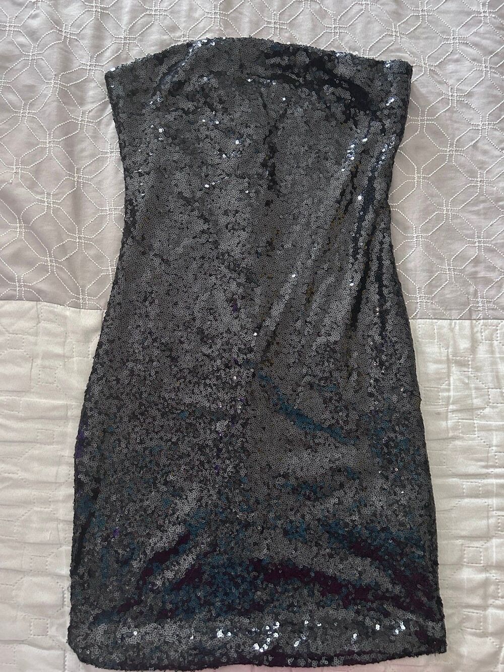 AKIRA Black Sequin Strapless Mini Dress Juniors Size L Party Cocktail Clubwear
